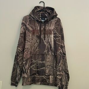 Payday Camo Sweatshirt with coozie can holder and opener. Men Large J America